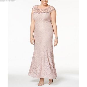 Pink lace formal gown